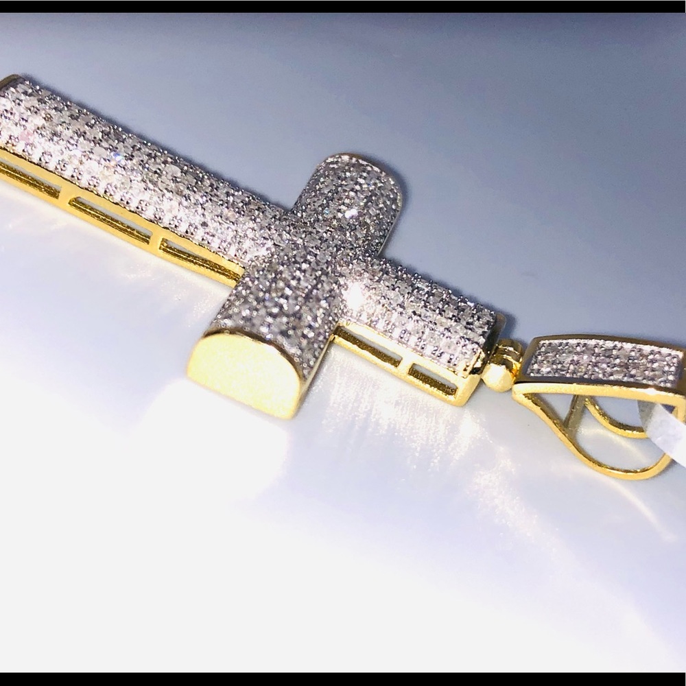 Certified Genuine Real diamond Cross pendant charm Not CZ not fake! 1 CT natural - Picture 8 of 10